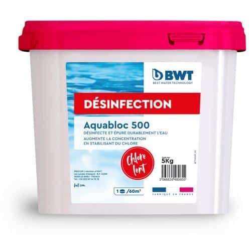Chlore lent, galets de 500gr AQUABLOC 500 - 5 KG